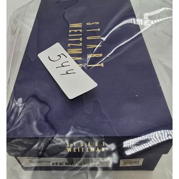 Stuart Weitzman Black Suede & Fabric Heels With Square Toe & 3-Inch Heel - Picture 13 of 13